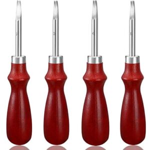 4 Pieces Edge Leather Beveler Craft Edge Beveler Cutting Beveling Leather Skiver Tool for DIY (1.5 mm, 1.2 mm, 1.0 mm, 0.8 mm)