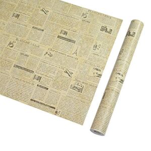 Yifely Retro Beige Newspaper Furniture Paper Self-Adhesive Shelf Liner Countertop Sticker 17.7 Inch by 9.8 Feet