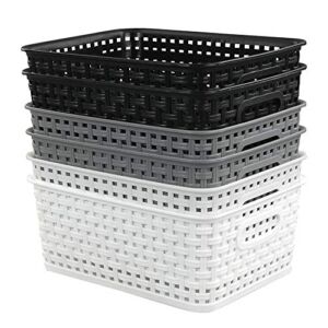 Eagrye 6-Pack 10.4-Inch x 7.6-Inch x 4.05-Inch Plastic Storage Basket, Woven Basket Bin