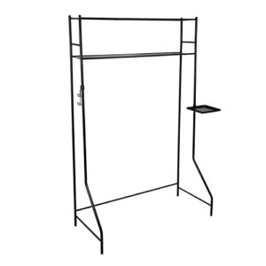 Organize It All Multi-Use Space Saver Rack, Dimensions: 44″ x 19.62″ x 68.75″, Space Saving, Great for Bedroom, Dorm, Office , 2 Shelves, Accessory Hooks, Home Organization, Black