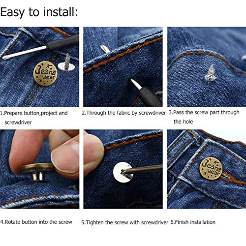 Jeans Buttons Replacement, Instant No Sew Buttons for Pants with Tool,17MM | The Storepaperoomates Retail Market - Fast Affordable Shopping