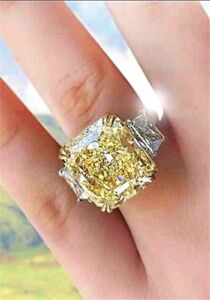 Madame Jewelry Luxury Women 925 Silver Huge Citrine Princess Cut Ring Wedding Jewelry Gift Chic (9)