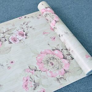 Yifely Vintage Peony Furniture Paper Peel Stick Vinyl Shelf and Drawer Liner 17.7 Inch by 9.8 Feet