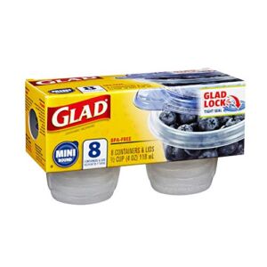 GladWare Mini Food Storage Containers | Small Round Food Containers, Mini Round Food Containers Hold up to 4 Ounces of Food | 4 oz Containers with Lids, 8 Count Set