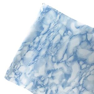 Taamall Simplemuji Self-Adhesive White Blue Marble Peel & Stick Shelf Liner Dresser Drawer Sticker 17.7 Inch by 130Inch