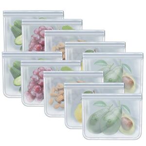 Quart Freezer Bags Reusable Food Storage Bags for Vegetable, Liquid, Snack, Meat, Sandwich, 8.46×7.28 Inch, 10 Pack