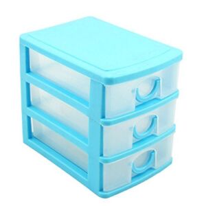 haoun 3-Tier Mini Desktop Organizer Drawer Type Storage Box – Blue