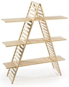 Displays2go Wood A-Frame Shelf, 3 Tiers, Adjustable Shelves, 48″ W x 57″ H x 14.5″ D, Pine