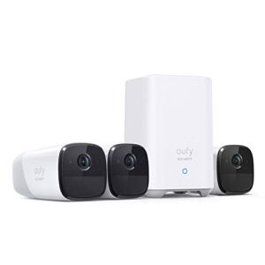 eufy security, eufyCam 2 Pro Wireless Home Security Camera System, 3-Cam Kit, 365-Day Battery Life, 2K Resolution, HomeKit Compatibility, No Monthly Fee