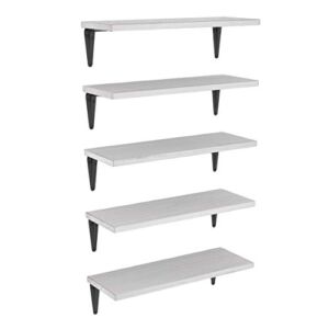 Wallniture Assisi White Floating Shelves for Wall, Wood Wall Shelves for Kitchen Organization and Storage, Wall Shelf Set of 5