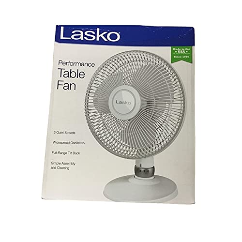 Lasko – D12225 12″ Table Fan With Dial On Stand – White (463649), One Size | The Storepaperoomates Retail Market - Fast Affordable Shopping