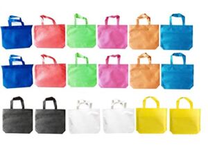 king’s deal Gift Bags-18Pack(9 Color X 2) Non-Woven Shopping Tote Bags with Handles Multi Color Cloth Fabric Reusable Totes Bulk, Neon Party Favor Bags for Kids Birthdays Parties, Goodies, Treats