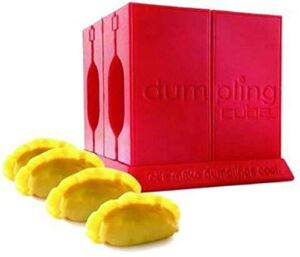 Dumpling Cube – Makes 4 Traditional Gyoza Style Dumplings at a time. Shape, Fold and Trim, with a Pastry Cutter included