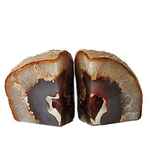 JIC Gem 2 to 3 Lbs Natural Agate Bookends Decorative Polished 1 Pair with Rubber Bumpers for Office Décor and Home Decoration Small Size