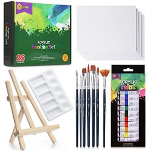 Acrylic Paint Set with Canvas Painting Kit for Adults Painting Set with Easel, Premium Painting Supplies, Painting Canvas | Paint Set for Adults | Painting Kits Beginners and Paint Kits for Kids