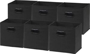 6 Pack – SimpleHouseware Foldable Cube Storage Bin with Handle, Black