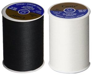 2-Pack – BLACK & WHITE – Coats & Clark Dual Duty All-Purpose Thread – One 400 Yard Spool each of BLACK & White