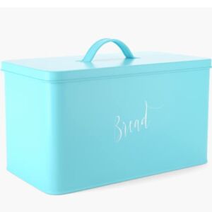 Modern Barnhaus Teal Farmhouse Bread Box for Kitchen Countertop Extra Large Counter Metal Rustic Breadbox Loaf of Bread Boxes Storage Container | Turquoise Rustic Farmhouse Kitchen Decor for Counter