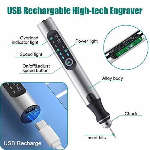 USB Rechargable Engraving Machines With 35bits,Mini Electric Engraver Etching Pen Cordless Rotary Tools Engraved Jewelry Glass Stone Metal Plastic Wood Resin | The Storepaperoomates Retail Market - Fast Affordable Shopping
