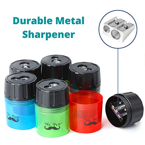 Mr. Pen Handheld Manual Pencil Sharpener with 2 Sharpening Holes and Screw-on Lid, Pack of 6 | The Storepaperoomates Retail Market - Fast Affordable Shopping