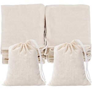 50 Pieces Muslin Bags Cotton Drawstring Bags Sachet Bag for Home Supplies (3 by 4 Inches)