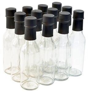 nicebottles Clear Glass Woozy Bottles with Shrink Capsules, 5 Oz, Case of 12