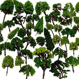 BAENRCY 32pcs 0.79-6.30inch Mixed Model Trees Accessories Model Train Scenery Architecture Trees Model Scenery with No Stands(All Green)