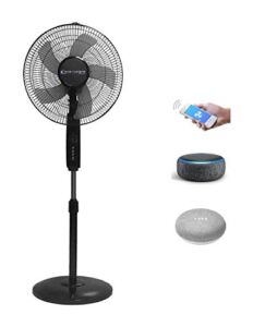 Technical Pro FXA16 WIFI Enabled 16 Inch Standing Fan With Oscillating Feature And Compatible With Amazon Alexa / Google Home Voice Control Smart Home 2.4G ONLY (Black)
