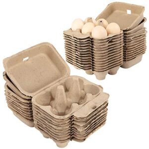 AILISDA Egg Cartons for Chicken Eggs 6 Count, Paper Pulp Egg Carton Bulk Reusable Egg Holder Container for Family, Kitchen, Farmhouse, 25 Pack (Natural)
