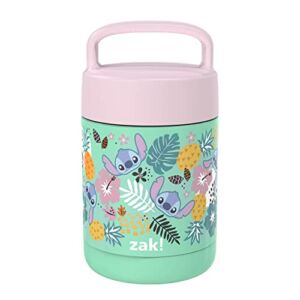 Zak Designs Kids’ Vacuum Insulated Stainless Steel Food Jar with Carry Handle, Thermal Container for Travel Meals and Lunch On The Go, 12 oz, Lilo and Stitch