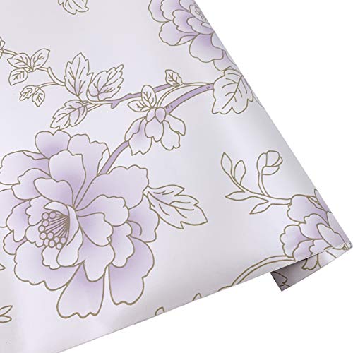 Yifely Purple Peony Shelf Liner Easy to Install Dresser Drawer Covering Paper Remodel Sofa Tables TV Stands 17.7 Inch by 9.8 Feet | The Storepaperoomates Retail Market - Fast Affordable Shopping