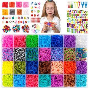 18,980+ Rubber Bands Refill Loom Kit, 37 Colors Loom Bands, 600 S-Clips, 252 Beads, Tassels, 10 Backpack Hooks, Crochet Hooks and ABC Stickers