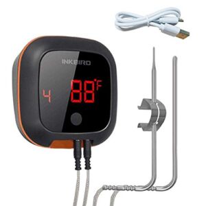 Inkbird Bluetooth Grill BBQ Meat Thermometer with Dual Probes Digital Wireless Grill Thermometer, Timer, Alarm,150 ft Barbecue Cooking Kitchen Food Meat Thermometer for Smoker, Oven, Drum