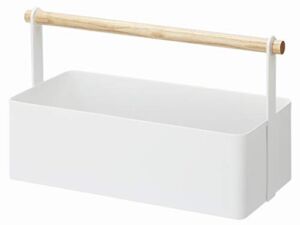 Yamazaki Caddy Home Storage Handle Organizer | Steel + Wood | Large | Baskets and Bins, One Size, White