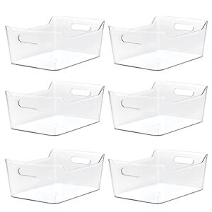 Refrigerator Organizer Bins, 6 Pack Clear Plastic Stackable Food Storage Bins with Handles for Refrigerator, Freezer, Cabinet, Kitchen, Pantry Organization and storage, BPA Free, 10 x 7 x 4 inches