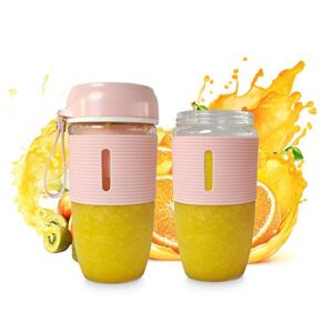 Two Cups of Portable Blender for Shakes and Smoothies Mixer 350 ML Mini Personal Pink Juicer Set with USB Rechargeable for Handmade Fruit or Vegetable Smoothie Suitable for Outdoor, Travel, Home, Personal Use and Sport