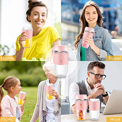 Two Cups of Portable Blender for Shakes and Smoothies Mixer 350 ML Mini Personal Pink Juicer Set with USB Rechargeable for Handmade Fruit or Vegetable Smoothie Suitable for Outdoor, Travel, Home, Personal Use and Sport | The Storepaperoomates Retail Market - Fast Affordable Shopping