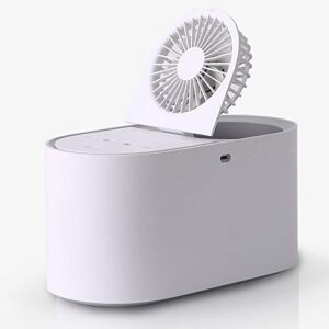 USB Desk Fan, Air Circulator Fan with Cool Mist Humidifier 1.7 L Capacity, Rechargeable 4000mAh Battery Airflow, Lower Noise, 3 Speeds, Personal Table Cooling Fan for Home & Office