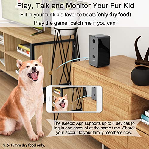 Iseebiz Dog Cat Camera Treat Dispenser, 1080P Night Vision Pet Cam, App Control Tossing, 2 Way Audio Chat Listen, Suction Cup, Multi Devices Login, Compatible with Alexa, Play with Your Dogs and Cats | The Storepaperoomates Retail Market - Fast Affordable Shopping