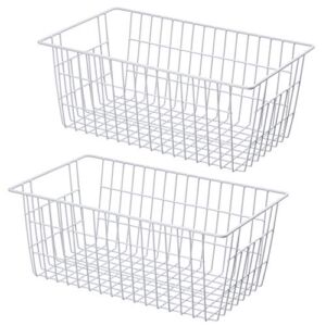 SANNO Freezer Baskets,Farmhouse Metal Wire Basket Freezer Storage Wire Baskets Organizer Wire Storage Basket for Kitchen Pantry Organizer Bins,14″x11″x6″