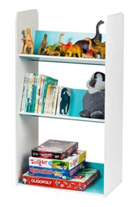 IRIS 3-Tier Tilted Shelf Book Rack, Blue and White