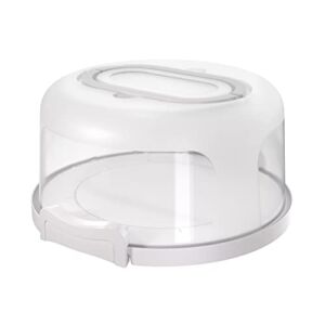 Top Shelf Elements Round Cake Carrier Two Sided Cake Holder Serves as Five Section Serving Tray, Portable Cake Stand Fits 10 inch Cake, Cake Box Comes with Handle, Cake Container Holds Pies (White)