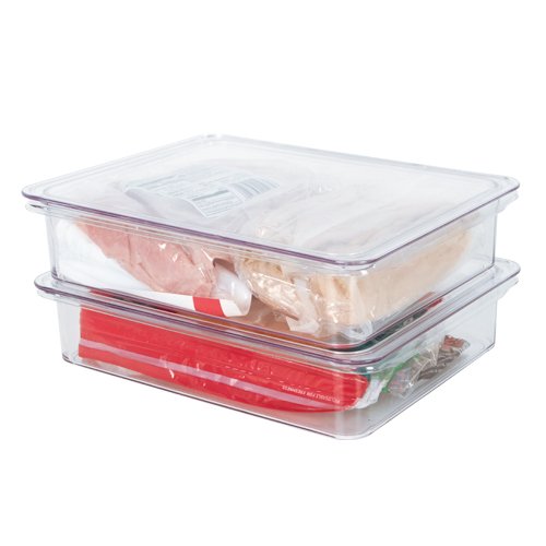 Kitchen Spaces KSDB12-AMZ Compact Deli Bins Stackable Food Storage Organizer for Fridge, Freezer, and Pantry, 8.7″ x 3.5″ x 6.8″, Clear | The Storepaperoomates Retail Market - Fast Affordable Shopping