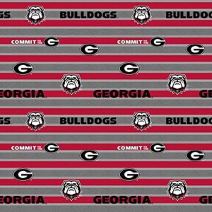 University of Georgia Fleece Blanket Fabric- Georgia Bulldogs Fleece Fabric with Awesome Polo Stripe-Sold by The Yard