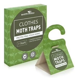 Greener Mindset Clothes Moth Traps 7-Pack – Capture Clothing Closets, Carpets & Wool – Webbing & Case-Bearing