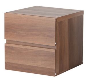 15.4″ Cube Box Shelf with 2 Drawers Storage Combination Rack UNB-2SD2BR Interior Home Walnut Brown Azumaya KD Furniture