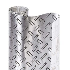 Smart Design Shelf Liner w/ Metallic Adhesive – Washable Cutable Material – Non Slip & Peel Design – for Shelves, Drawers, & Flat Surfaces – Kitchen (18 Inch x 6 Feet) [Diamond Thread Plate]