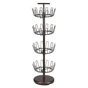 Household Essentials 2139-1 Metal Four-Tier Adjustable Revolving Shoe Rack | Holds up to 24 Pairs of Shoes | Antique Bronze Finish