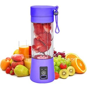 Aizbao Portable Blender, 380ml Six Blades 3D Juice cup, Small Fruit Mixer, Personal Mixer Fruit Rechargeable with USB, Mini Blender for Milk Shakes, Smoothie, Fruit Juice (Light Purple)