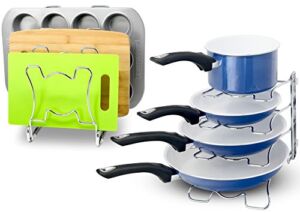 2 Pack – SimpleHouseware Kitchen Cabinet Pan and Pot Cookware Organizer Rack Holder, Chrome